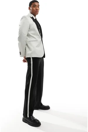 ASOS Wide tuxedo suit trouser in and silver