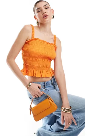 & OTHER STORIES Jersey smock top with ruched square neck bodice and peplum hem in
