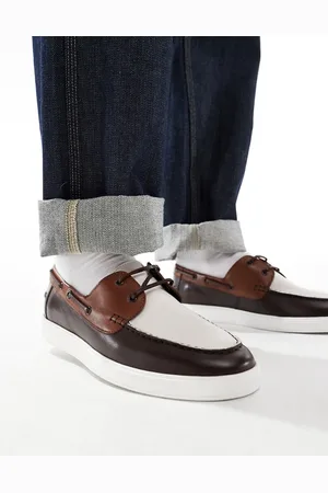 ASOS Lace up boat shoes in suede with tan details
