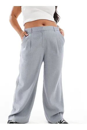 COLLUSION Plus relaxed wide leg trousers in woven stripe