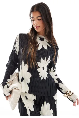 Object Plisse long sleeve top co-ord in flower print