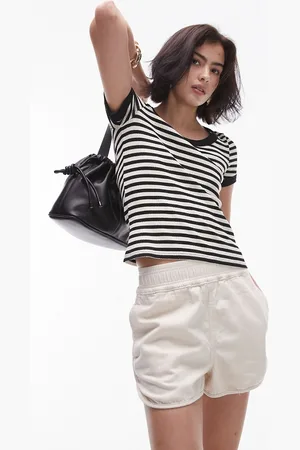 Topshop Stripe scoop neck tee in mono