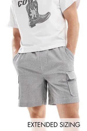 ASOS Cargo short in and white textured micro check