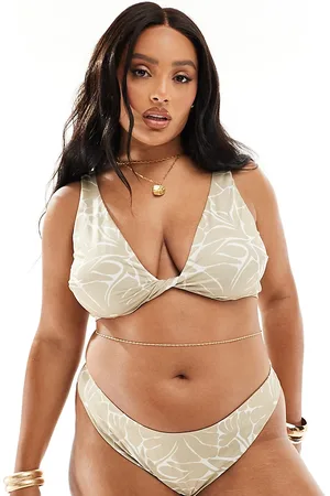 ASOS Curve high leg hipster brazilian bikini bottom in tonal floral