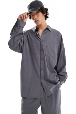 COLLUSION Co-ord oversized long sleeve shirt in charcoal