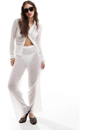 VERO MODA Textured sheer beach trouser co-ord in