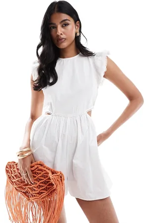 ASOS Cut out waist ruffle sleeve playsuit in
