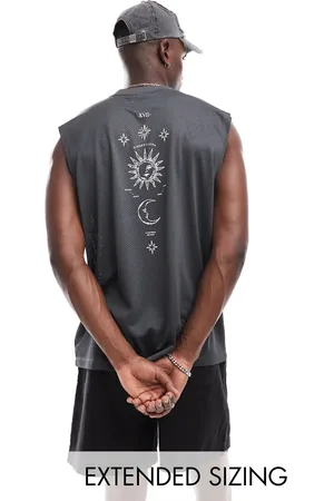 ASOS Oversized tank vest in sporty mesh with spine print