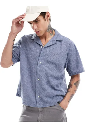 Abercrombie & Fitch Short sleeve cropped oversized little lace shirt in light