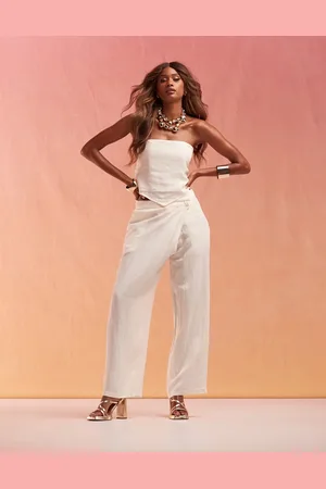 ASOS Herringbone pleat trouser co-ord in cream