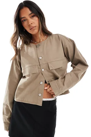 ASOS Denim bomber jacket in sandstorm