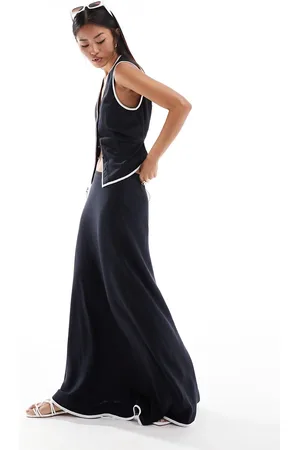 ASOS Linen blend contrast maxi skirt in co ord
