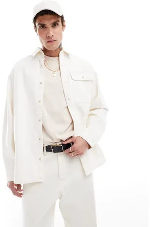 JACK & JONES Boxy denim shirt co-ord in ecru
