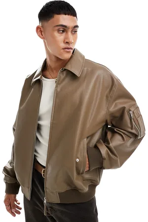 ASOS Oversized faux leather bomber jacket in