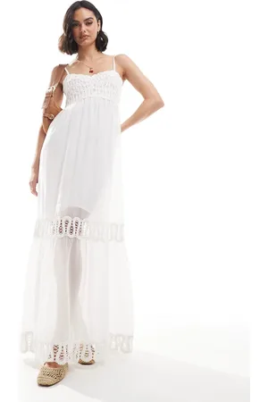 MANGO Premium embroidered midi dress in
