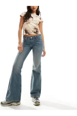 Weekday Nova low waist slim bootcut jeans in streaky wash