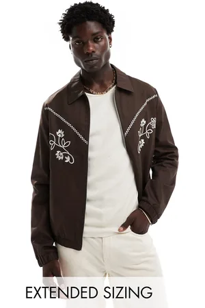 ASOS ASOS DEISGN oversized western harrington jacket with embroidery in