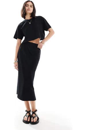 Threadbare Jersey crop top & midi skirt set in
