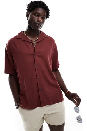 Abercrombie & Fitch Linen blend short sleeve shirt in dark