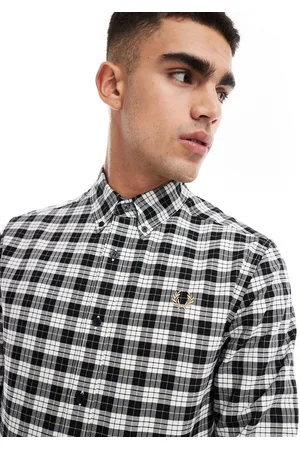 Fred Perry Tartan oxford shirt in beige and black
