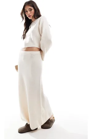 ASOS Knitted a line maxi skirt co-ord in cream