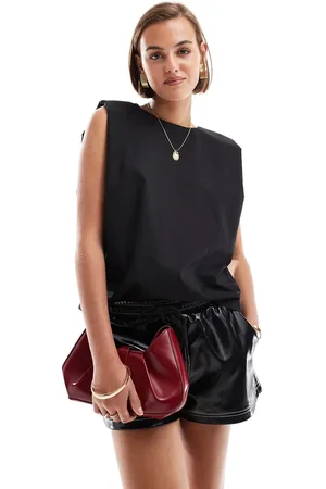 ASOS Sleeveless shoulder pad woven t-shirt in