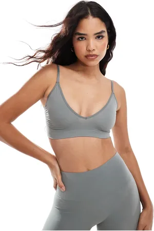 VERO MODA Seamless deep v bra top co-ord in sage