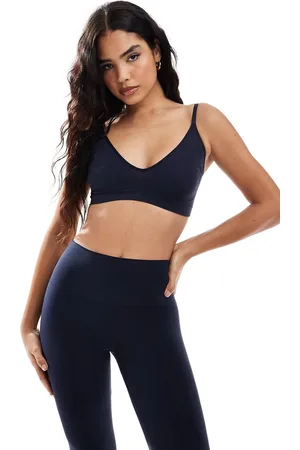 VERO MODA Seamless deep v bra top co-ord in dark