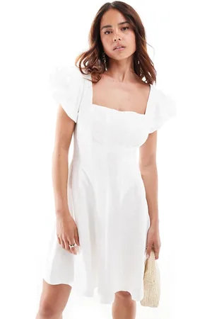 Forever New Panelled ruffle mini dress in ivory