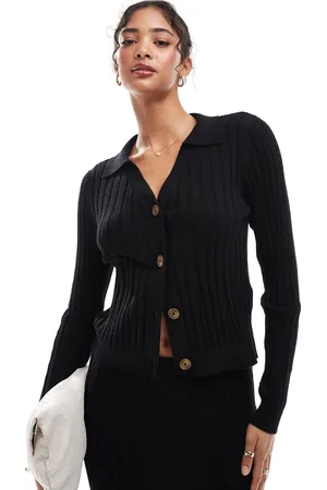Object Ribbed buttondown polo top co-ord in
