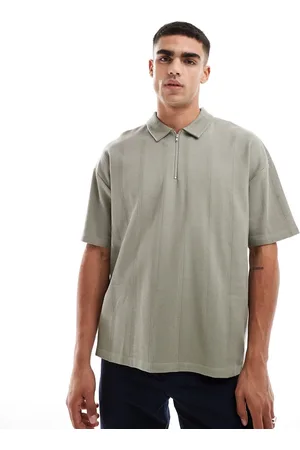 ASOS Oversized cotton comb polo in khaki