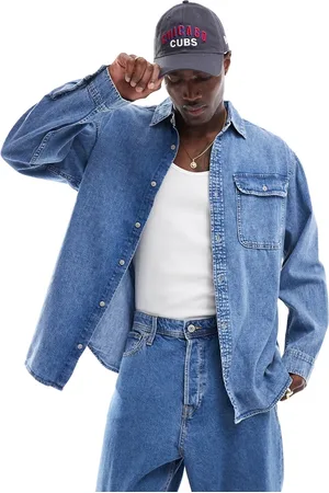 JACK & JONES Oversized denim shirt co-ord in mid wash