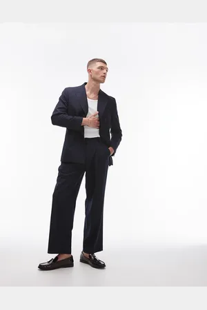 Topman Linen blend mix wide leg trouser in
