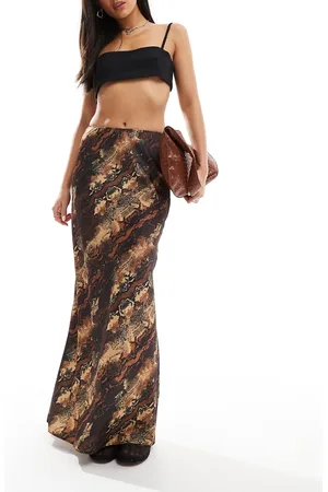 ASOS Satin bias maxi skirt in animal print
