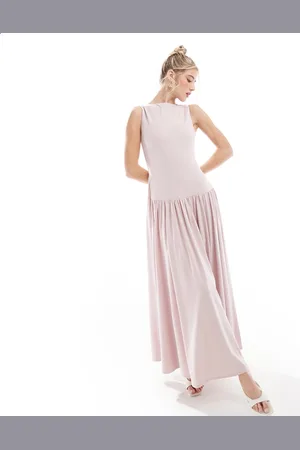 Abercrombie & Fitch Sleevless drop waist midi dress in pink
