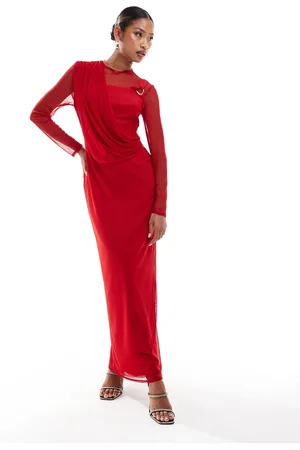 DASKA High neck drape maxi dress in