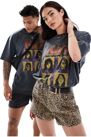 ASOS Unisex oversized license t-shirt with KISS band print in washed
