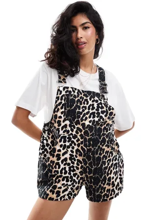ASOS Denim dunagree in leopard print