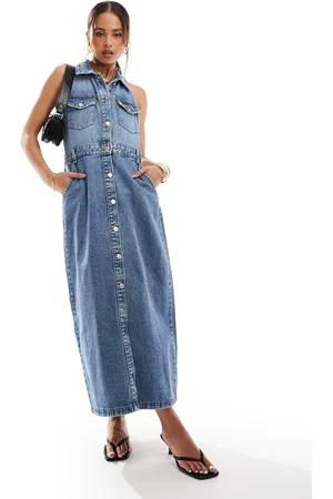 New Look Midi denim halterneck dress