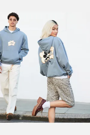 ASOS Disney unisex oversized boxy fit hoodie with Mickey Mouse prints in