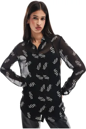 Armani Exchange All over print sheer shirt in