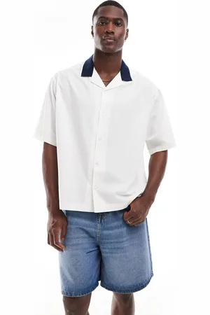 ASOS Boxy oversized revere shirt ribbed collar in