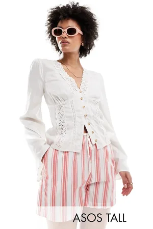 ASOS Tall lace insert button down top in