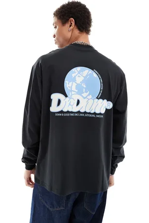 Dr Denim Reno long sleeve relaxed fit t-shirt with back graphic print in off