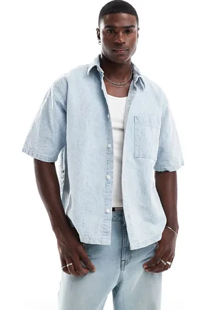 Pull&Bear Jacquard denim shirt in