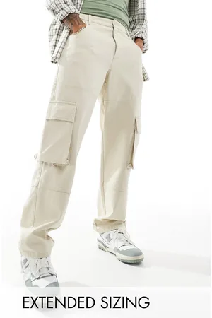 ASOS Baggy cargo trouser in heavy canvas in stone