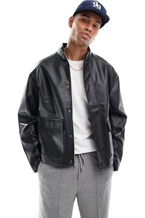 ASOS Faux leather jacket with funnel neck in