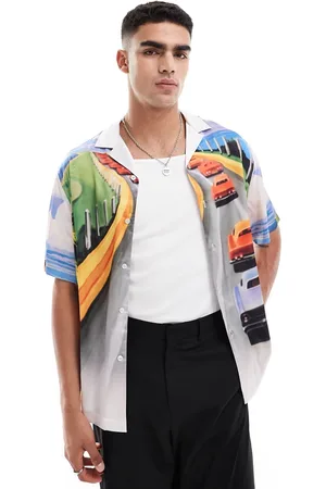 ASOS Relaxed revere shirt with scenic placement print