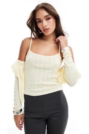 ASOS Pointelle cami top co ord in lemon