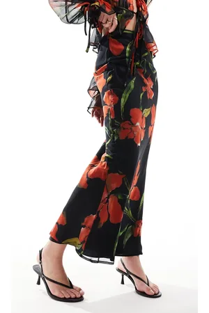 ASOS Chiffon bias maxi skirt co-ord in floral print